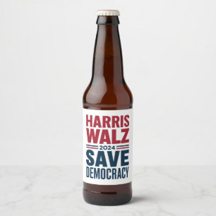 Harris Walz Rette Demokratie Bierflaschenetikett