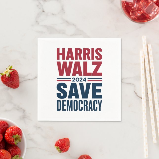 Harris Walz Rette Demokratie Serviette (Beispiel)