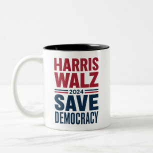 Harris Walz Rette Demokratie Zweifarbige Tasse