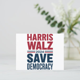 Harris Walz Rettet die Demokratie Postkarte
