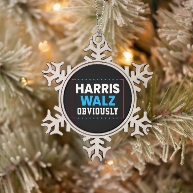 Harris Walz Schneeflocken Zinn-Ornament (Baum)