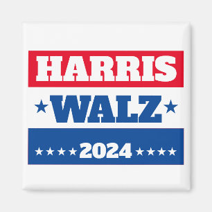 Harris Walz   Tim Walz 2024 Kampagne Blue Red Magnet