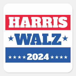 Harris Walz   Tim Walz 2024 Kampagne Blue Red Quadratischer Aufkleber