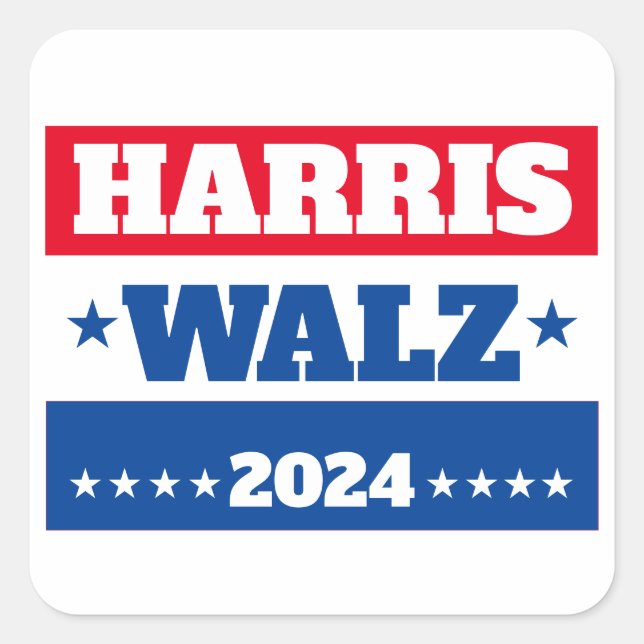 Harris Walz | Tim Walz 2024 Kampagne Blue Red Quadratischer Aufkleber (Vorderseite)