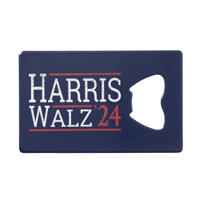 Harris Walz Wahl 2024 I Geldbeutel Flaschenöffner (Vorderseite (Horizontal))