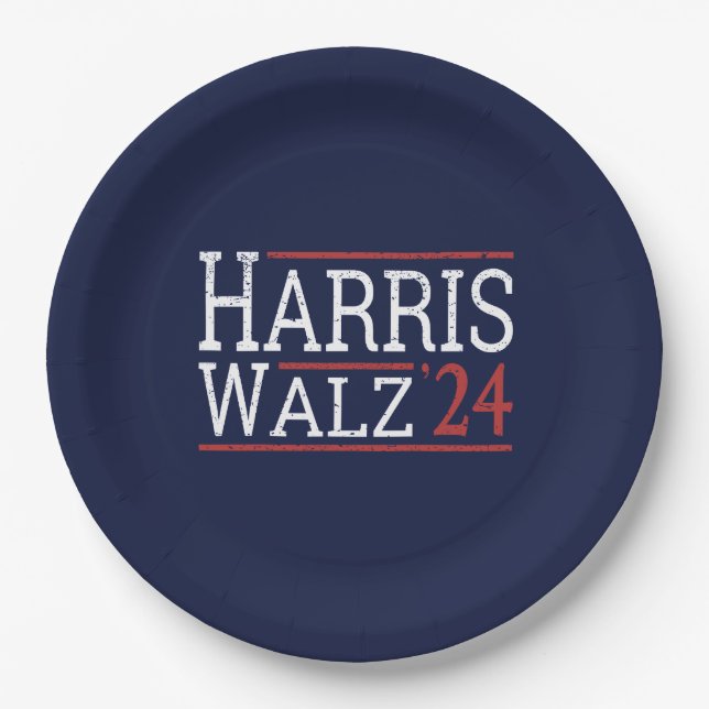 Harris Walz Wahl 2024 I Pappteller (Vorderseite)