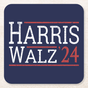 Harris Walz Wahl 2024 I Rechteckiger Pappuntersetzer
