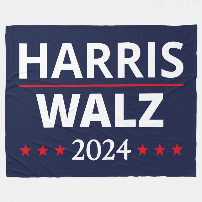 Harris Walz Wahl 2024 III Fleecedecke (Vorderseite (Horizontal))