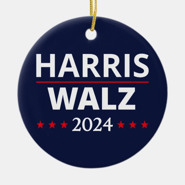 Harris Walz Wahl 2024 III Keramik Ornament (Vorne)