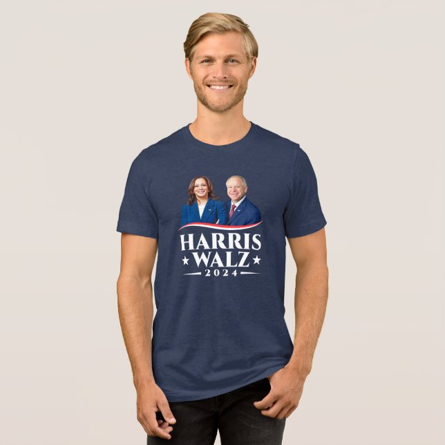 Harris Walz Wahlkampf 2024 Foto Tri-Blend Shirt (Vorderseite voll)