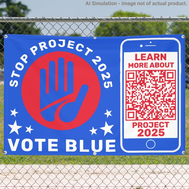 Harris Walz wählt Blue 'Stopp Project 2025'! QR-Co Banner (Von Creator hochgeladen)