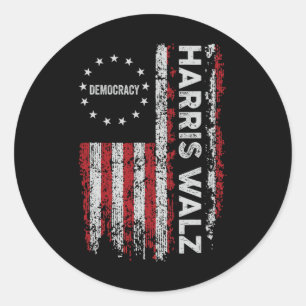 Harris WAlzheimer 2024 Harris Waltz Vp Präsident 4 Runder Aufkleber