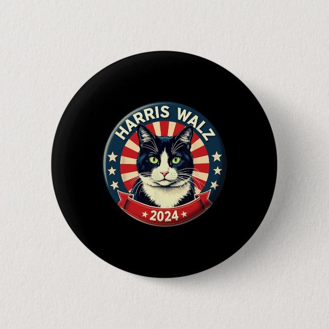 Harris Wheimer 2024 Funny Cat Election Kamala Harr Button (Vorderseite)