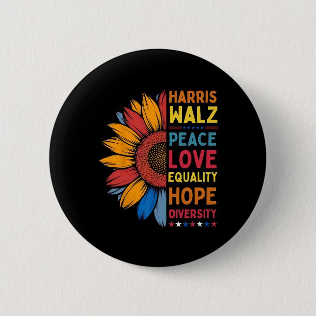 Harris Wheimer Peace Liebe Equality Hope Diversity Button (Vorderseite)