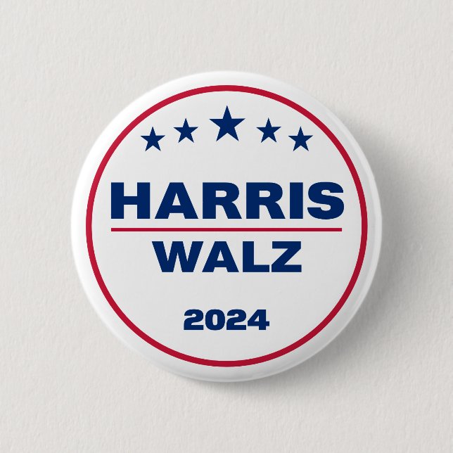 Harris Wlaz 2024 Kamala Harris Tim Walz Wahl Button (Vorderseite)