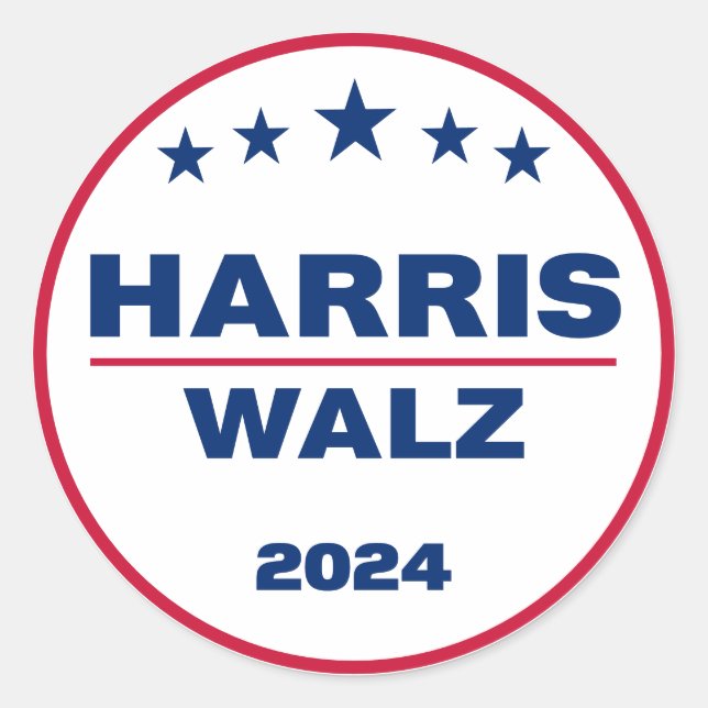 Harris Wlaz 2024 Kamala Harris Tim Walz Wahl Runder Aufkleber (Vorderseite)