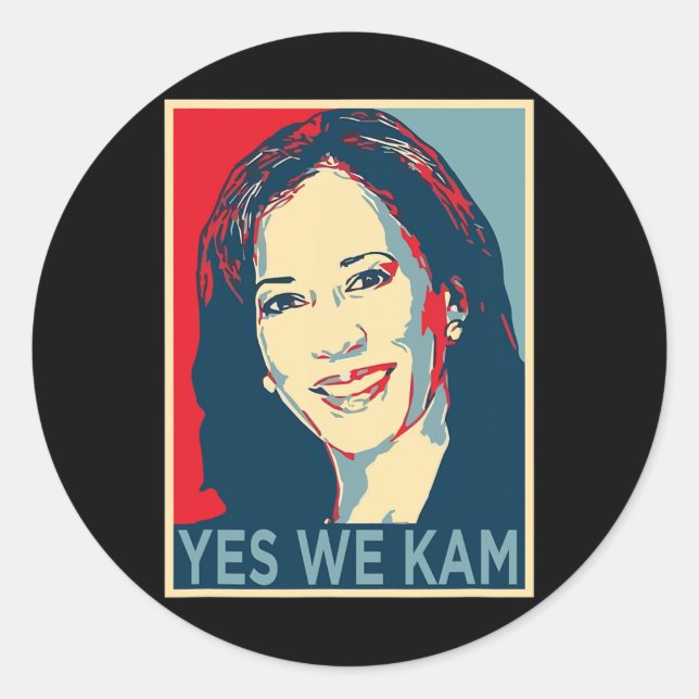 Harris Yes We Kam 2024 Wahlen Politische Kampagne Runder Aufkleber (Vorderseite)