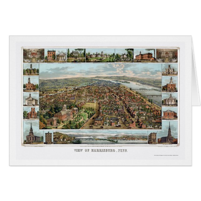 Harrisburg, panoramische Karte PAs - 1855 (Vorderseite (Horizontal))
