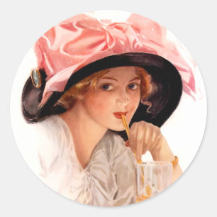 Harrison Fisher: Erfrischung Runder Aufkleber