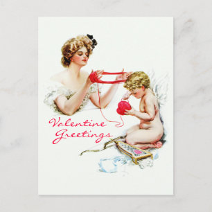 Harrison Fisher: Frau mit Cupid Feiertagspostkarte