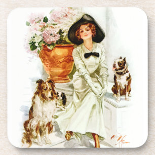 Harrison Fisher: Frau mit drei Hunden Getränkeuntersetzer