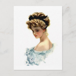 Harrison Fisher Girl in Blau Postkarte