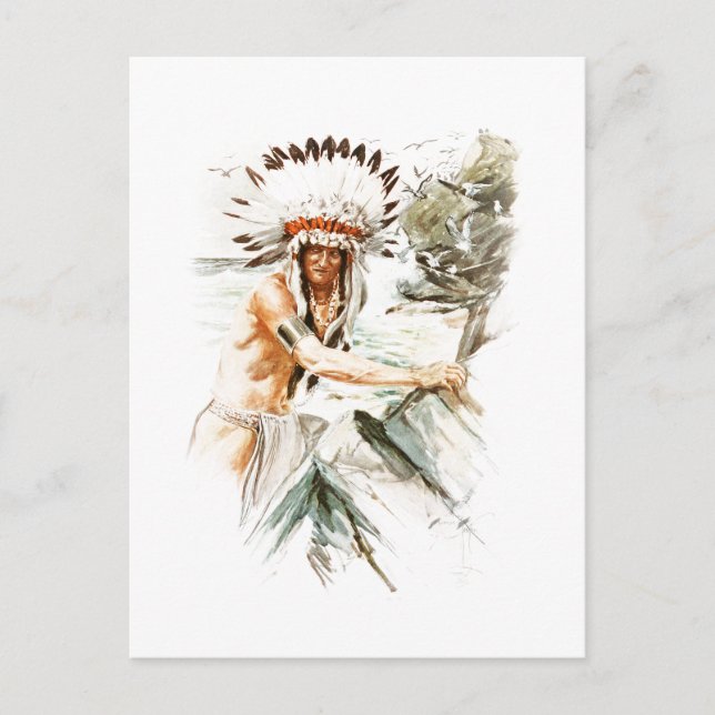 Harrison Fisher Song Hiawatha Indianerkleid 2 Postkarte (Vorderseite)