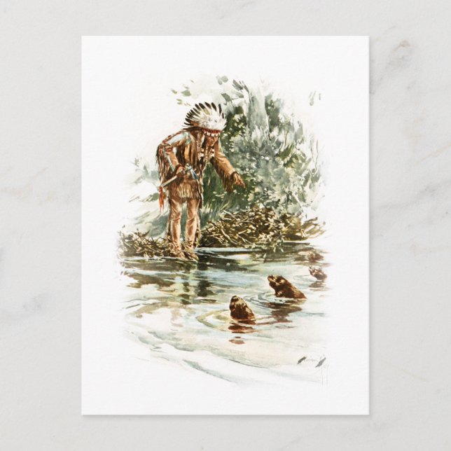 Harrison Fisher Song von Hiawatha Red Indian Otter Postkarte (Vorderseite)