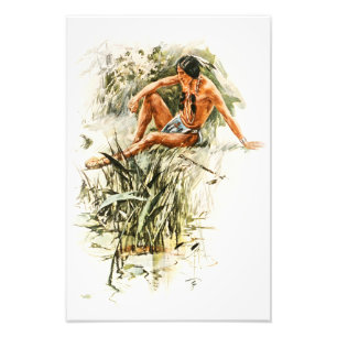 Harrison Fisher Song von Hiawatha Red Indian River Fotodruck