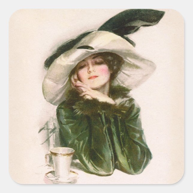 Harrison Fishers "Contentment"-Aufkleber Quadratischer Aufkleber (Vorderseite)