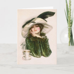 Harrison Fisher's "Contentment" & Kaffeegenehmigun Karte