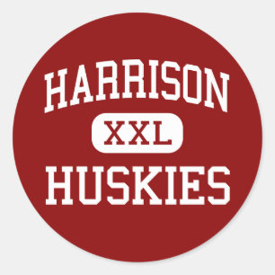 Harrison - Huskies - hoch - Harrison New York Runder Aufkleber