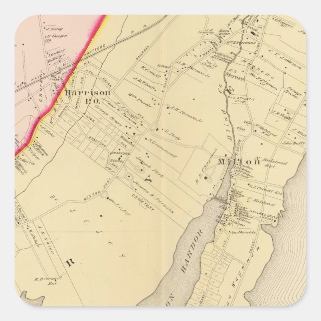 Harrison, Rye, New York 2 Quadratischer Aufkleber (Vorderseite)