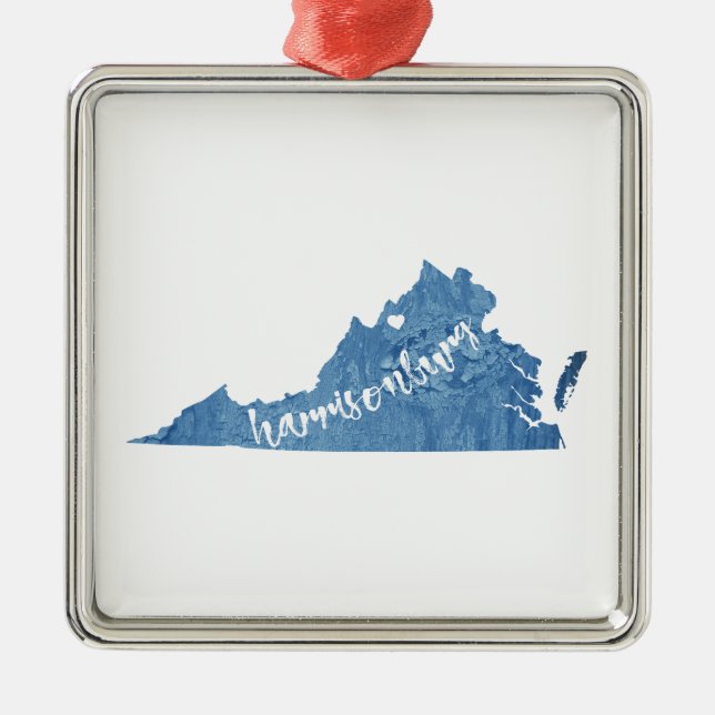 Harrisonburg Virginia Wood Grain Ornament Aus Metall (Vorne)