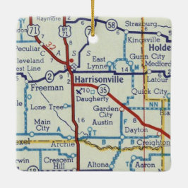Harrisonville MO Vintage Karte Keramikornament