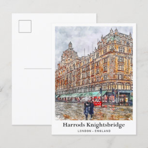 Harrods Knightsbridge London Travel Watercolor Postkarte