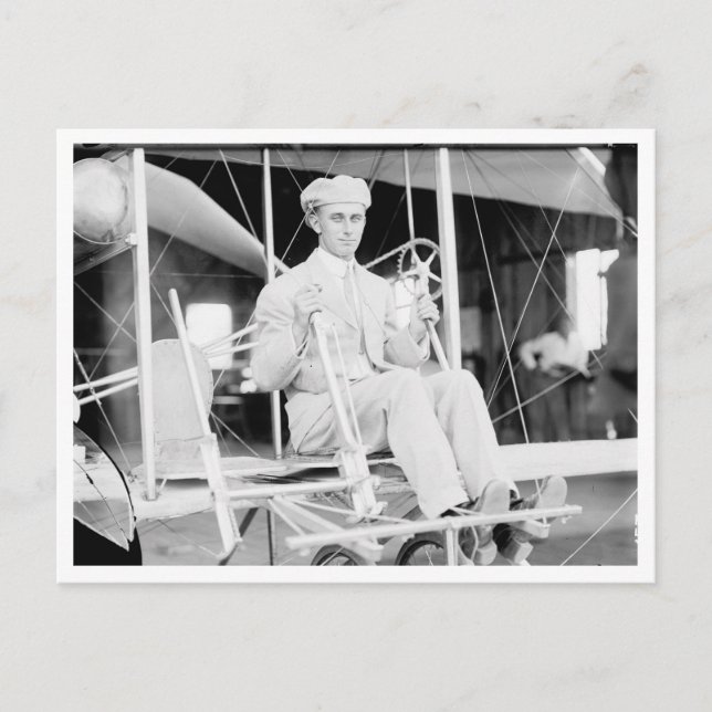 Harry Atwood Pilot im Flugzeug von Wright Brothers Postkarte (Vorderseite)