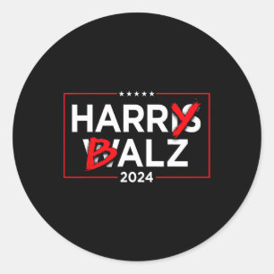 Harry B Kamala Harris und Tim W 2024 Runder Aufkleber