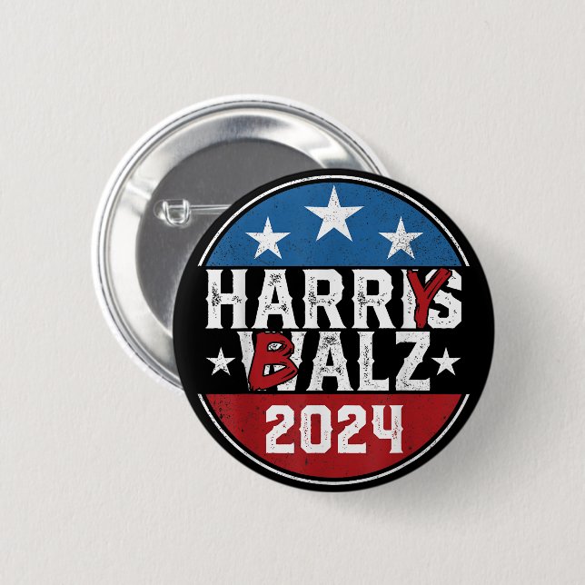 Harry Balz 2024, Funny Political 2024, Harris Walz Button (Vorne & Hinten)