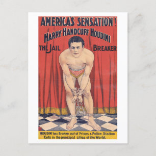 Harry Handcuff Houdini, der Gefängnisbrecher 1900 Postkarte