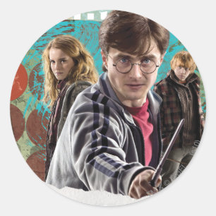 Harry, Hermione und Ron 1 Runder Aufkleber
