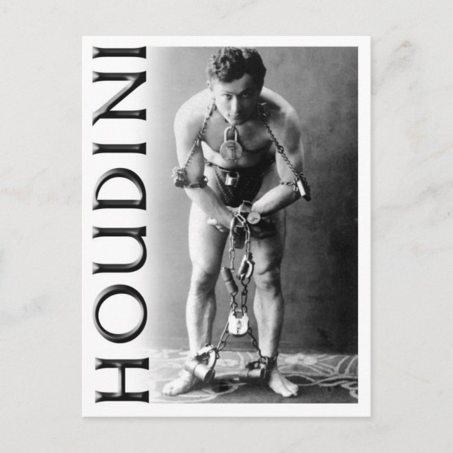 Harry Houdini in Chains Postkarte (Vorderseite)