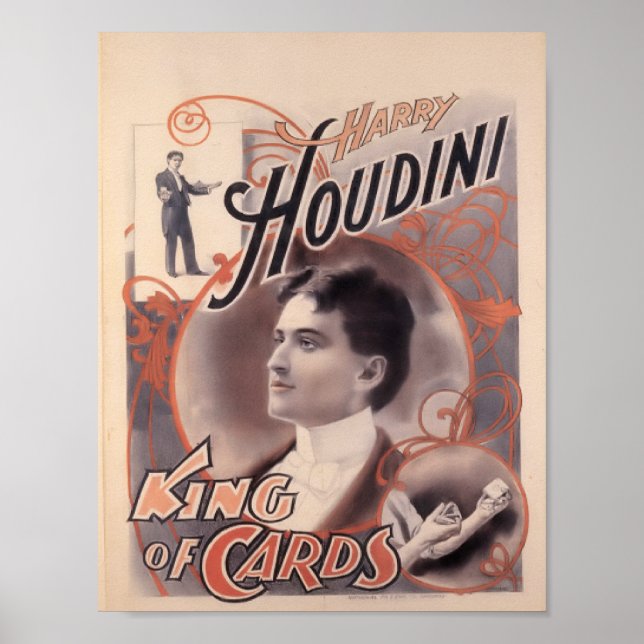Harry Houdini, Kartenkönig 1895 Poster (Vorne)