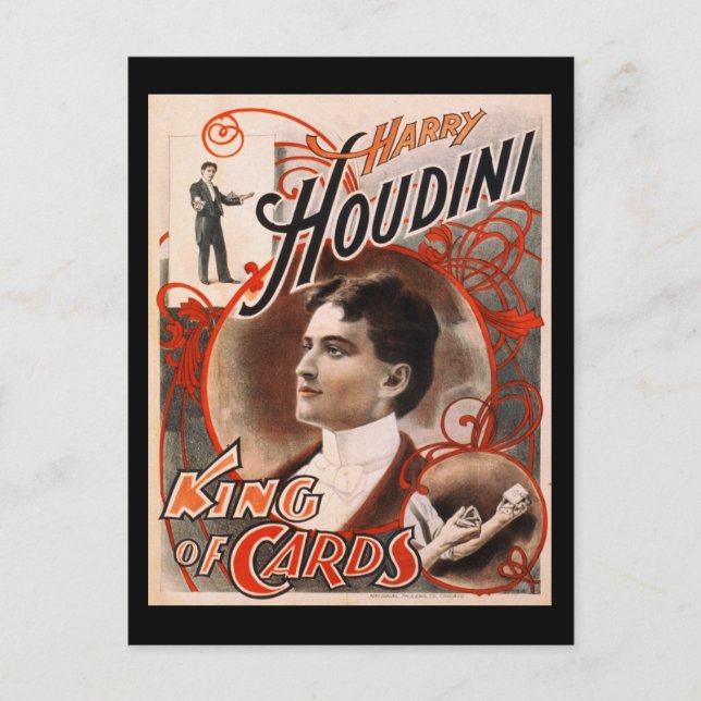 Harry Houdini King of Cards Postkarte (Vorderseite)