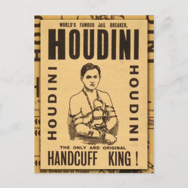 Harry Houdini, König der Handschellen! Postkarte (Vorderseite)
