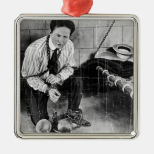 Harry Houdini kurz vor der Flucht aus dem Gefängni Silbernes Ornament