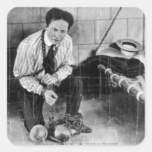 Harry Houdini über die Flucht aus dem Gefängnis Quadratischer Aufkleber