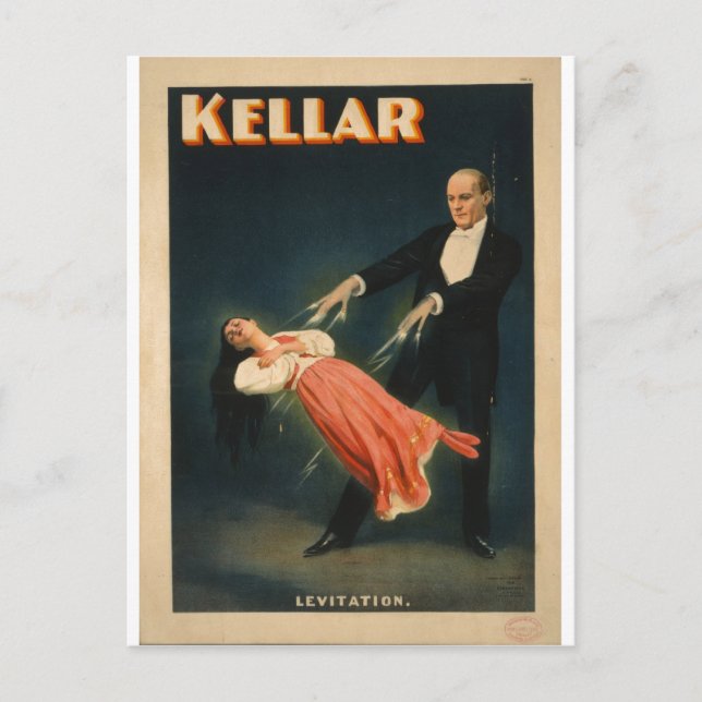 Harry Kellar spielt Levitation 1895 Magic Postkarte (Vorderseite)