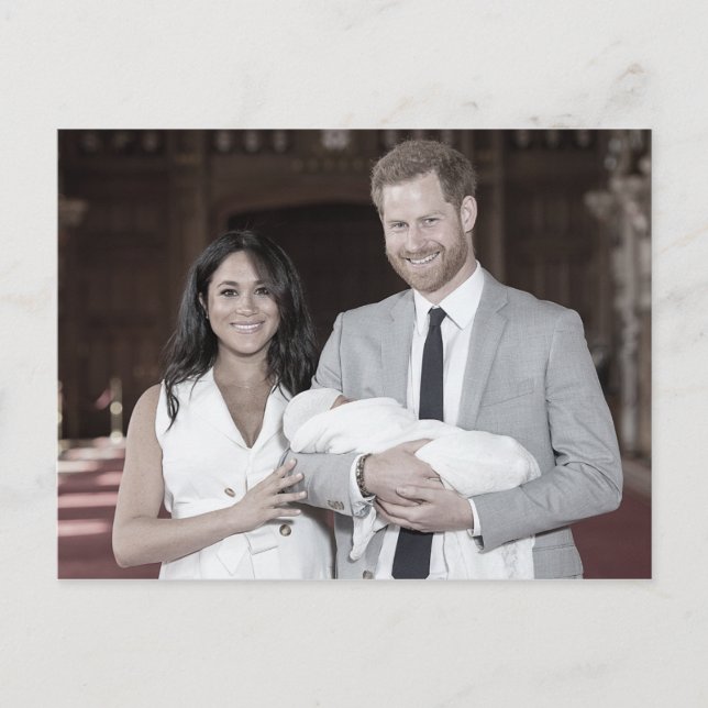 Harry Meghan Archie stilisiert Postkarte (Vorderseite)