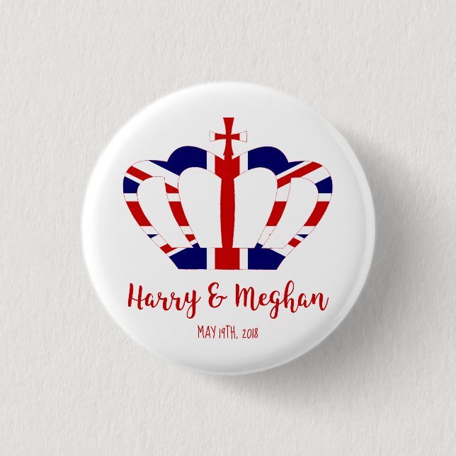 Harry & Meghan Crown | Königliche Hochzeitsfeier Button (Vorderseite)